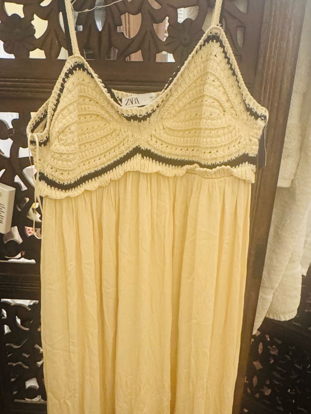 ZARA Cream Sundress with Black Trim